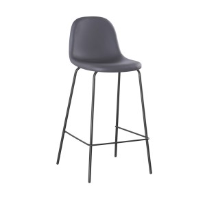 CELINA Bar Stool Black Metal, Grey Pvc 2