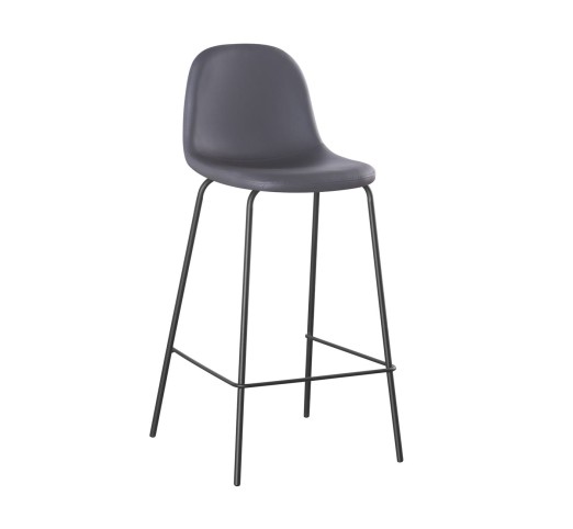 CELINA Bar Stool Black Metal, Grey Pvc