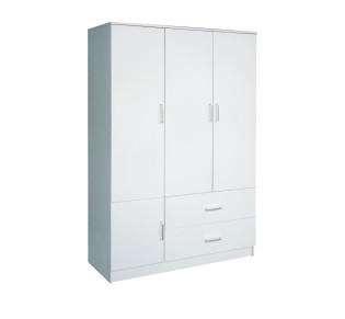 CLOSET Ντουλάπα Τετράφυλλη, 5 Ράφια, 2 Συρτάρια, Θέσεις για Κρεμάστρες, Απόχρωση Άσπρο