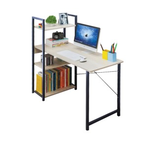 PC Metal Desk (4 shelves) 90x40x73/110cm Black/Maple