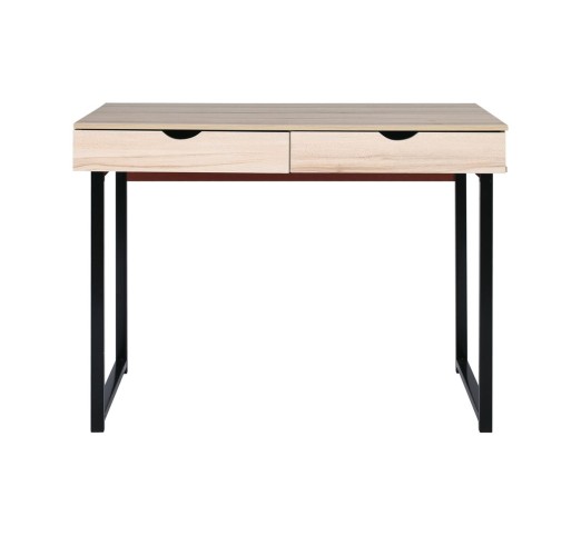 PC Metal Desk (2 drawers) 100x48x75cm Black/Maple