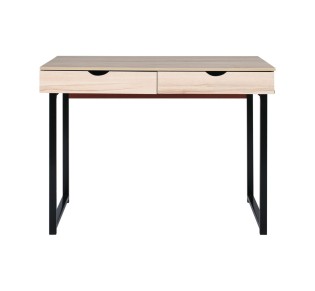 PC Metal Desk (2 drawers) 100x48x75cm Black/Maple