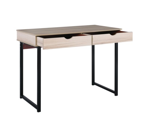 PC Metal Desk (2 drawers) 100x48x75cm Black/Maple