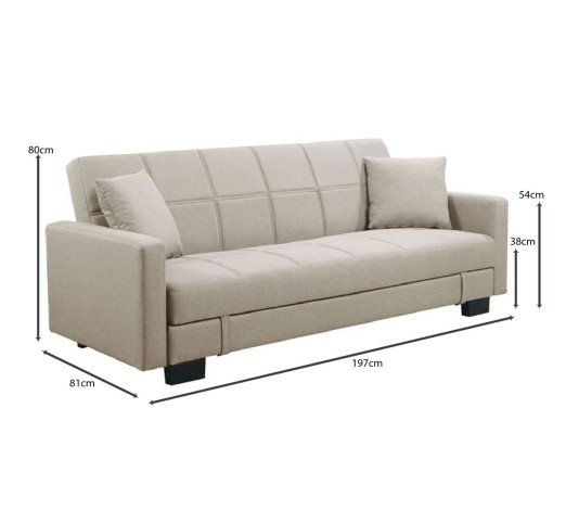 KELSO Sofabed w/Storage Fabric Cappuccino