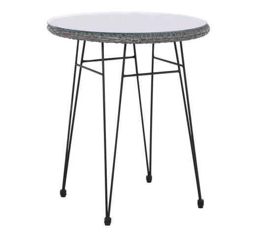 SALSA Τραπέζι Ø60cm/H70cm Μεταλ.Μαύρο/Wicker Γκρι