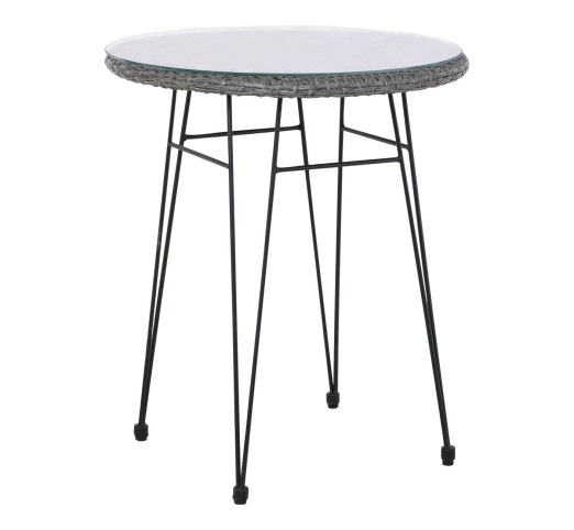 SALSA Τραπέζι Ø60cm/H70cm Μεταλ.Μαύρο/Wicker Γκρι