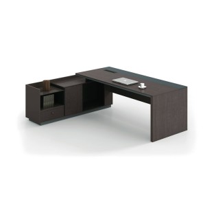 ADVANCE Desk Left 220x160cm Dark Walnut/Grey
