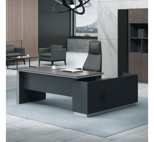 ADVANCE Desk Left 220x160cm Dark Walnut/Grey
