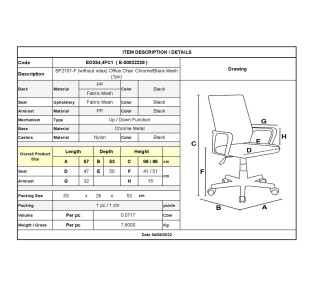 BF2101-F (without relax) Office Chair Chrome/Black Mesh (1pc)