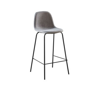 CELINA Σκαμπό BAR με Πλάτη, Κάθισμα H.67cm, Μέταλλο Βαφή Μαύρο, Ύφασμα Γκρι 2