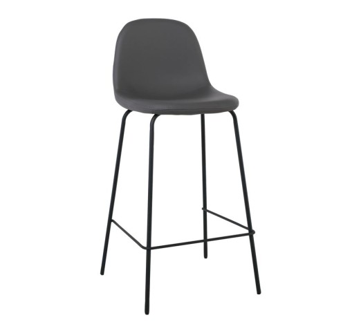 CELINA Bar Stool Black Metal, Grey Pvc (seat height 67cm)