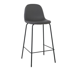 CELINA Bar Stool Black Metal, Grey Pvc (seat height 67cm) 2