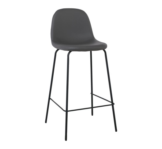 CELINA Σκαμπό BAR με Πλάτη, Κάθισμα H.67cm, Μέταλλο Βαφή Μαύρο, Pvc Γκρι