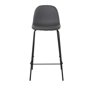 CELINA Bar Stool Black Metal, Grey Pvc (seat height 67cm)