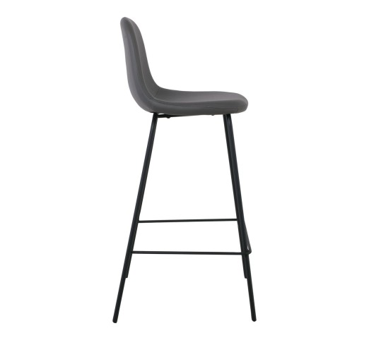 CELINA Bar Stool Black Metal, Grey Pvc (seat height 67cm)