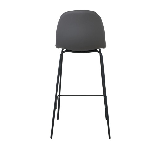 CELINA Bar Stool Black Metal, Grey Pvc (seat height 67cm)