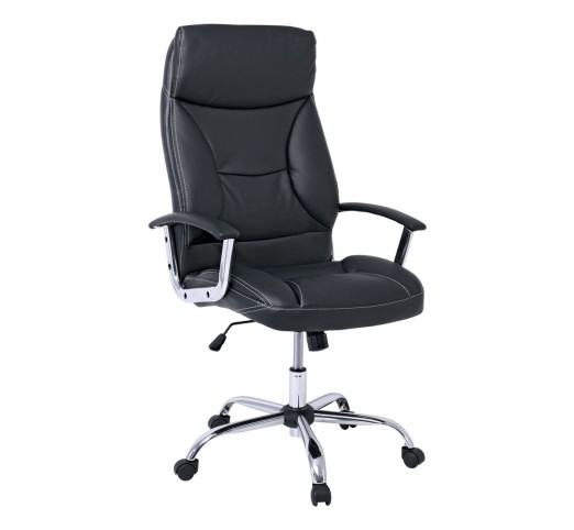BF5700 Πολυθρόνα Διευθυντή Μέταλλο Χρώμιο, Pu Μαύρο