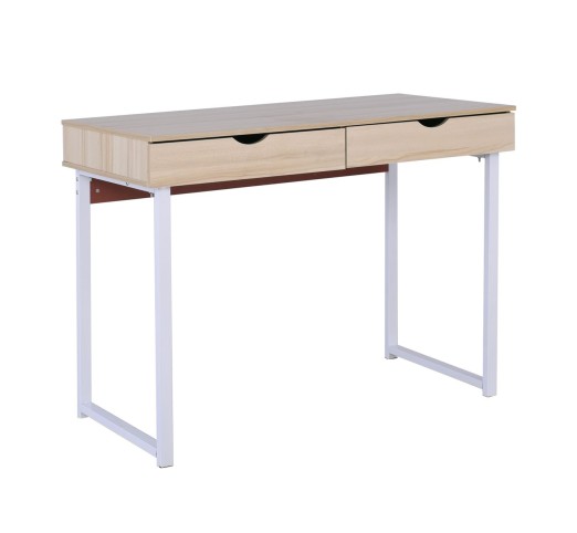 PC Metal Desk (2 drawers) 100x48x75cm White/Maple