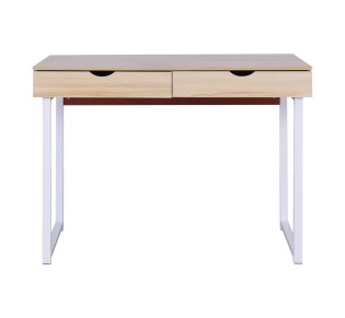 PC Metal Desk (2 drawers) 100x48x75cm White/Maple