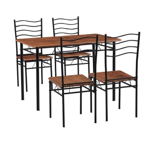 IVAR Set Table 120x70cm - 4 Chairs / Metal Black - Walnut 2