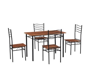 IVAR Set Τραπεζαρία Σαλονιού Κουζίνας / Τραπέζι 120x70cm - 4 Καρέκλες - Μέταλλο Βαφή Μαύρο - Καρυδί