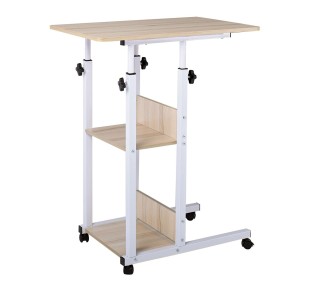 LIFT Βοηθητικό Τραπεζάκι Μέταλλο Βαφή Άσπρο, Melamine Απόχρωση Maple 2