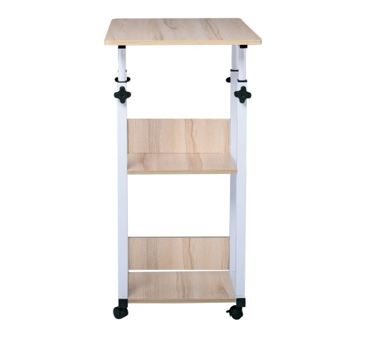 LIFT Βοηθητικό Τραπεζάκι Μέταλλο Βαφή Άσπρο, Melamine Απόχρωση Maple
