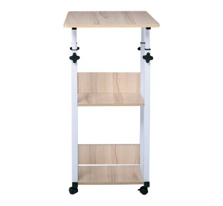 LIFT Βοηθητικό Τραπεζάκι Μέταλλο Βαφή Άσπρο, Melamine Απόχρωση Maple