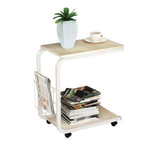 LAP Side Table 56x30x59cm Metal White/Maple