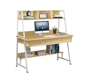 PC Metal Desk 2 Drawers/2 Shelves 120x48x73/137cm White/Sonoma