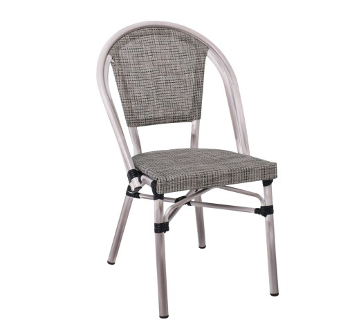 COSTA Καρέκλα Dining Αλουμινίου, Απόχρωση Antique Grey -Textilene Μπεζ