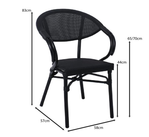 COSTA Armchair Alu Black/Textilene Black