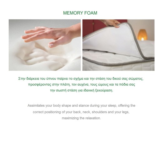 ΣΤΡΩΜΑ Ανώστρωμα Αφαιρούμενο Memory Foam, Pocket Spring