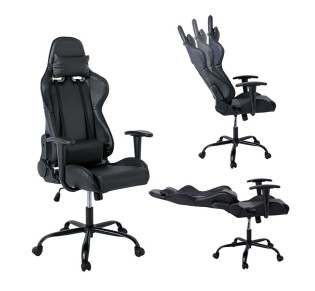 BF8350 Gaming Πολυθρόνα Γραφείου, Ανάκλιση Πλάτης έως 90°, Pu Μαύρο