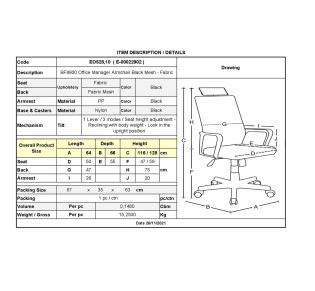 BF8900 Manager Armchair / Black Mesh - Fabric