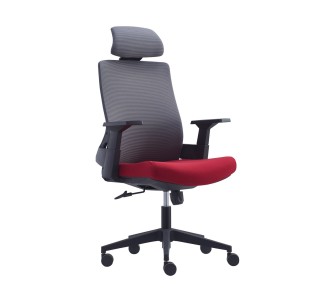 BF8900 Πολυθρόνα Γραφείου Διευθυντή, Mesh Γκρι, Ύφασμα Μπορντώ 2