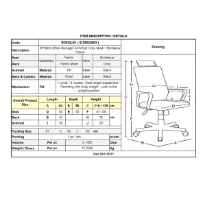 BF8900 Manager Armchair Grey Mesh/Bordeaux Fabric