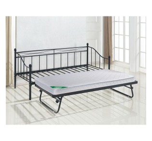 MARIN Set: Daybed (για στρώμα 90x190) + Βοηθητικό Κρεβάτι με Στρώμα 185x85 Μέταλλο Μαύρο