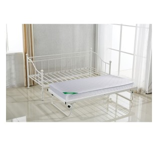 MARIN Set: Daybed (για στρώμα 90x190) + Βοηθητικό Κρεβάτι με Στρώμα 185x85 Μέταλλο Άσπρο
