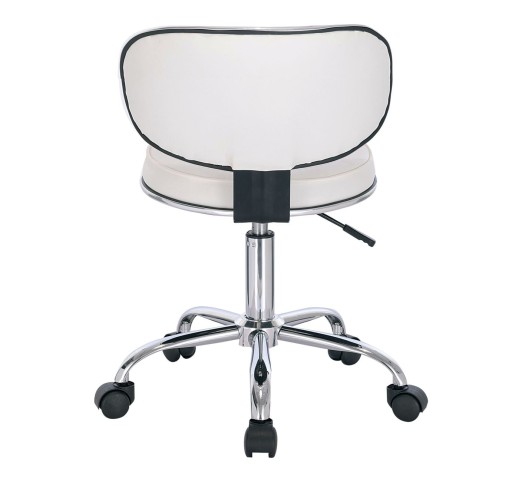 GLORY Stool With Back, Pu White/Chromed Base