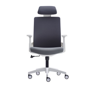 BF8900 Manager Armchair White/Mesh-Fabric Grey