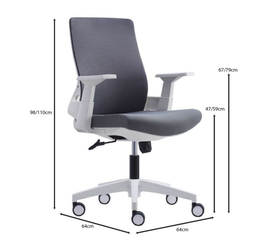 BF8950 Armchair White/Mesh-Fabric Grey