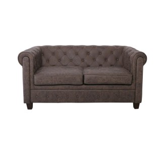 CHESTERFIELD-W  2-Seater Sofa Fabric Antique Brown