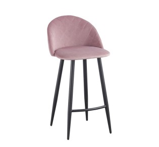 BELLA Bar Stool Metal Black/Fabric Velure Dirty Pink
