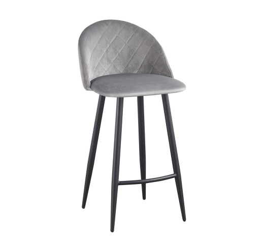 BELLA Bar Stool Steel Black/Fabric Velure Grey