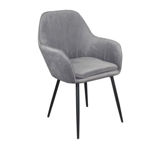 VALERY Armchair / Metal Black - Fabric Velure Grey