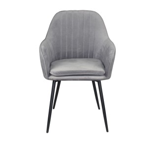 VALERY Armchair / Metal Black - Fabric Velure Grey