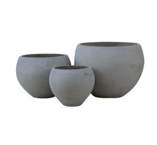 FLOWER POT-5  Set 3 τεμαχίων Cement Grey