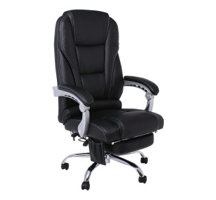 BF8550 Massage Relax Πολυθρόνα Γραφείου Διευθυντή, Βάση Χρώμιο με Υποπόδιο, Pu  Μαύρο