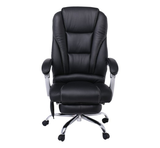 BF8550 Massage Relax Πολυθρόνα Γραφείου Διευθυντή, Βάση Χρώμιο με Υποπόδιο, Pu  Μαύρο
